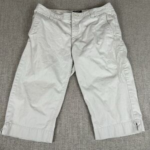 Eddie Bauer Vashon Fit Bermuda Shorts Womens 4 Beige Mid Rise Embroidered Khaki